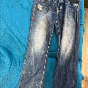 True Religion Blue Bootcut Jeans with Vintage Wash